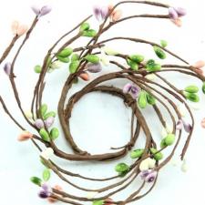 1.5 IN CANDLE RING; 115 BERRIES; GREEN-CREAM-PURPLE-MIXED