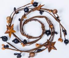 1.5 IN MIXED BERRY CANDLE RING WITH STARS;  BLACK, TAN